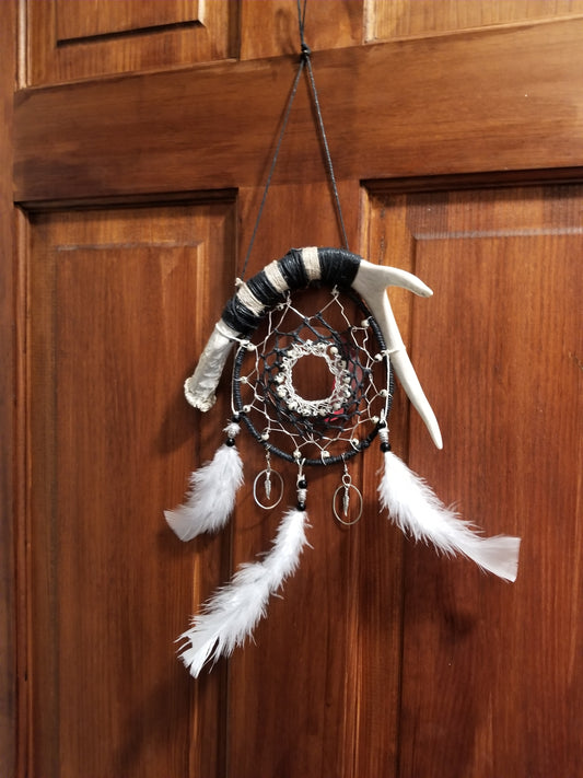 Silver, Hemp & Dalmatian Jasper Dream Catcher Mirror