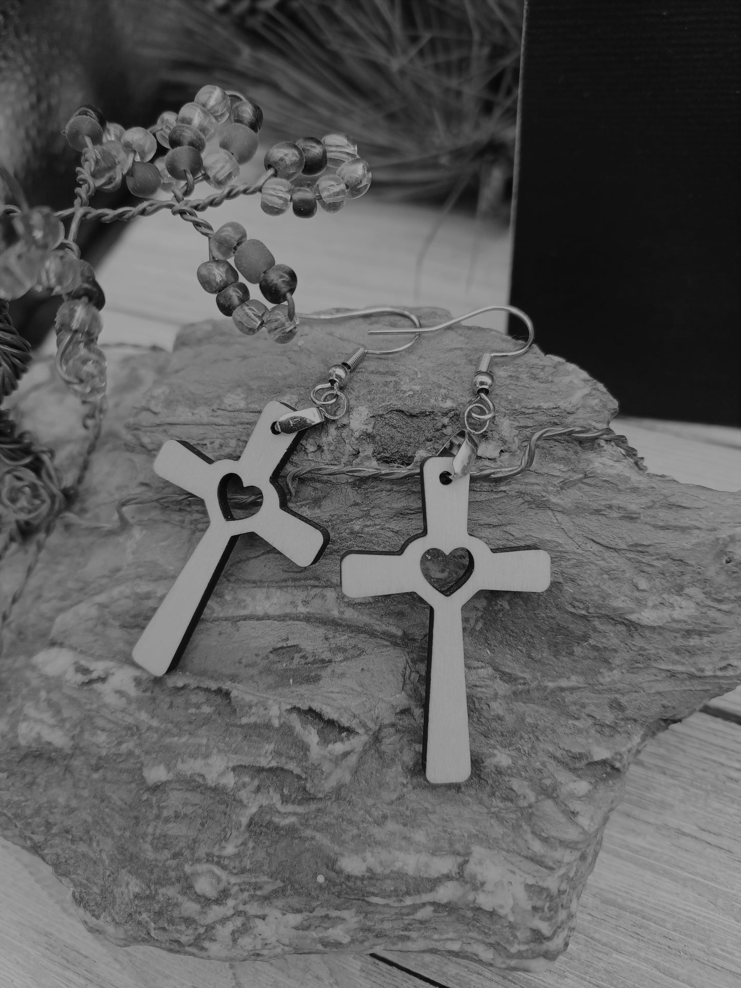 Cross with Heart Earrings