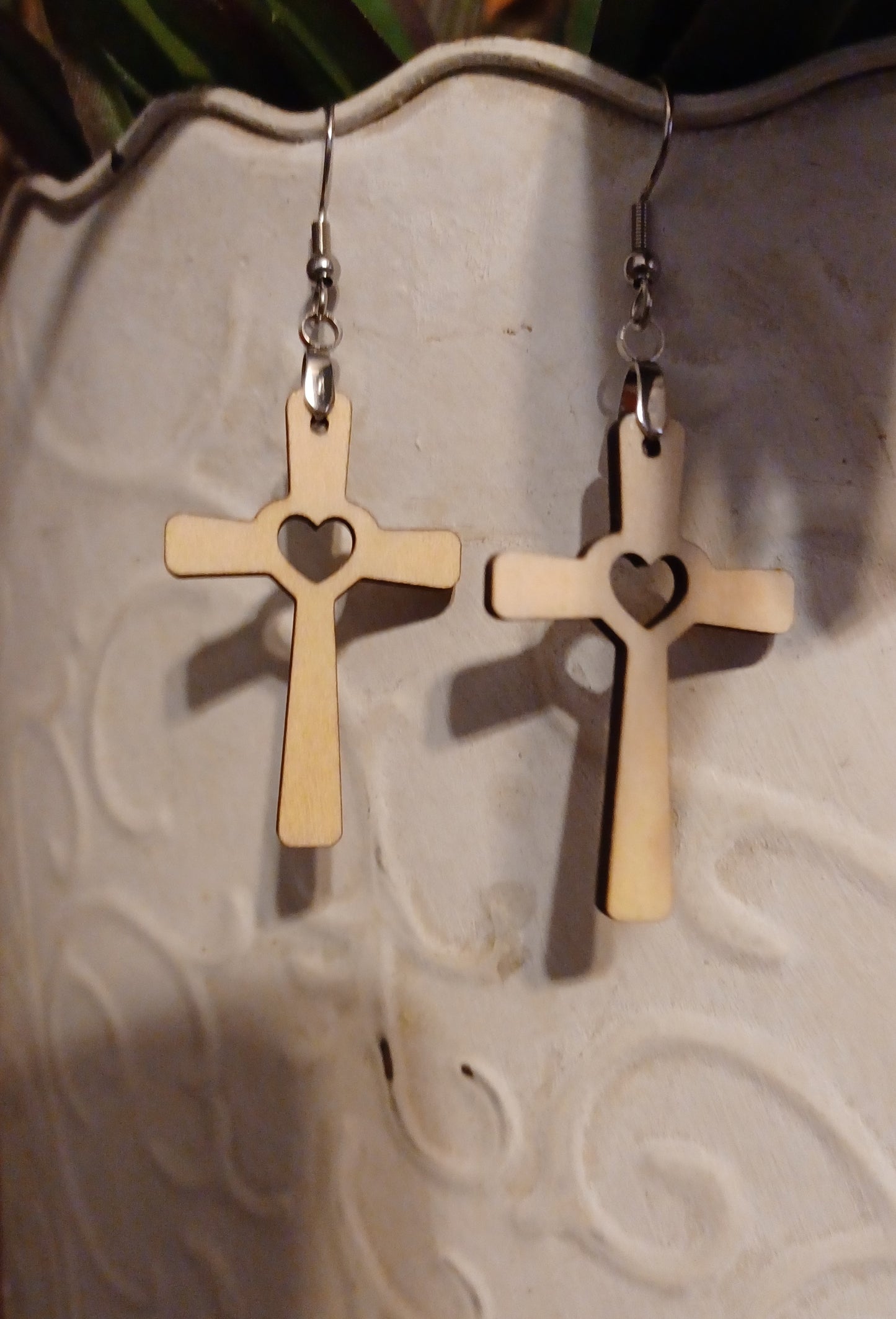 Cross with Heart Earrings