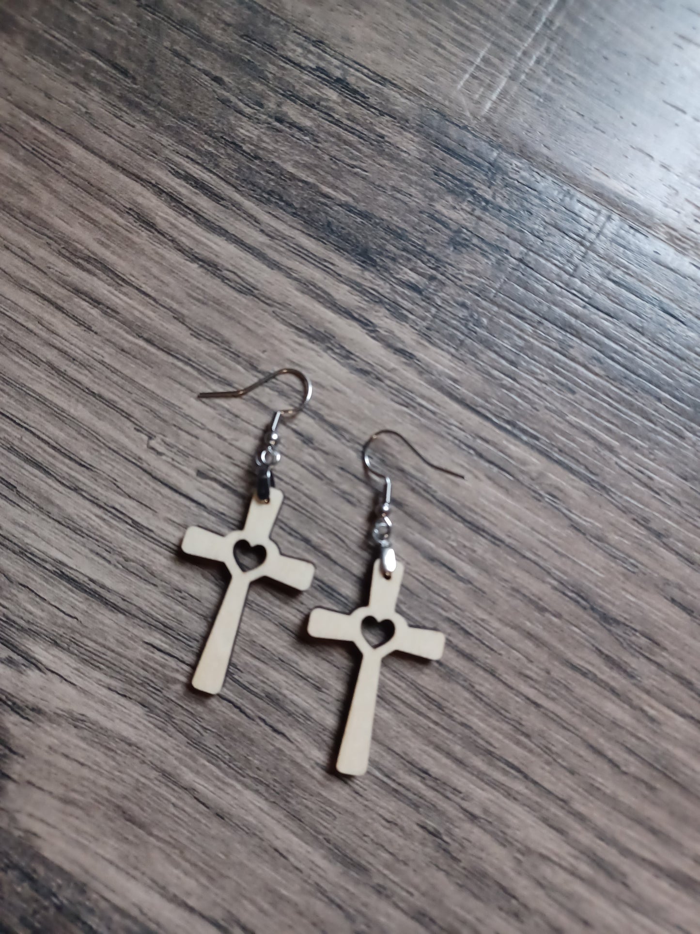 Cross with Heart Earrings