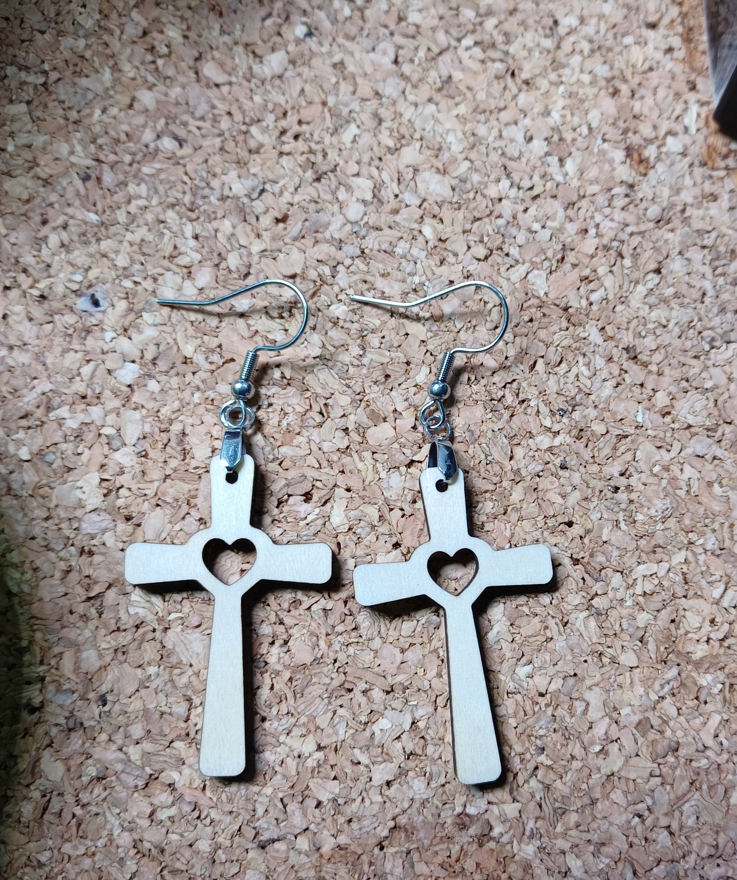 Cross with Heart Earrings