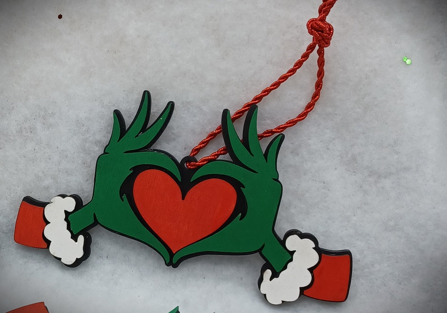 Laser Cut Wood Hands & Heart Ornament